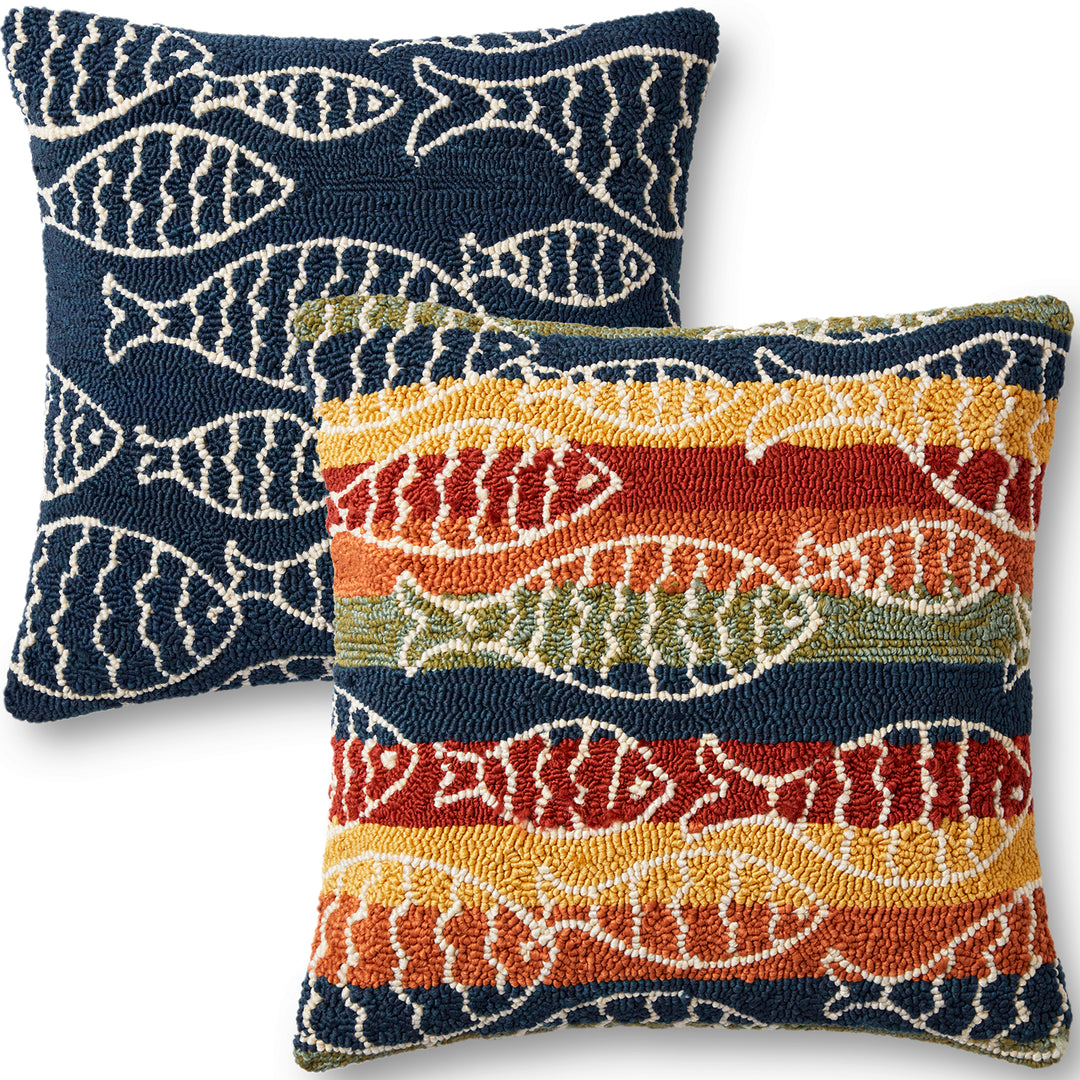 Hooked Fish Pattern Decorative Square Pillow