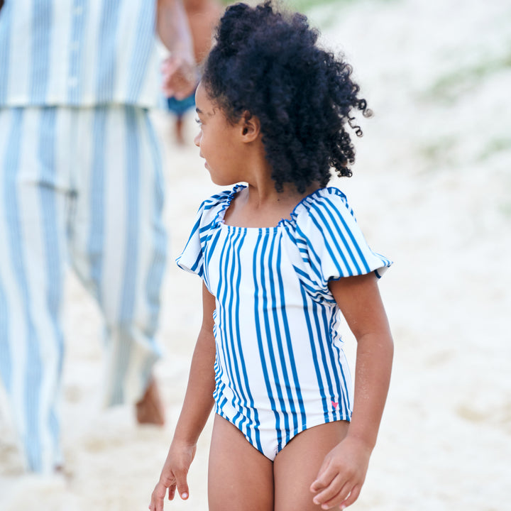 Antique White & Navy Column Stripe Lexi Suit