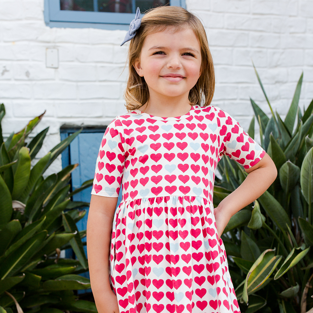 Antique White Hearts Organic Steph Dress