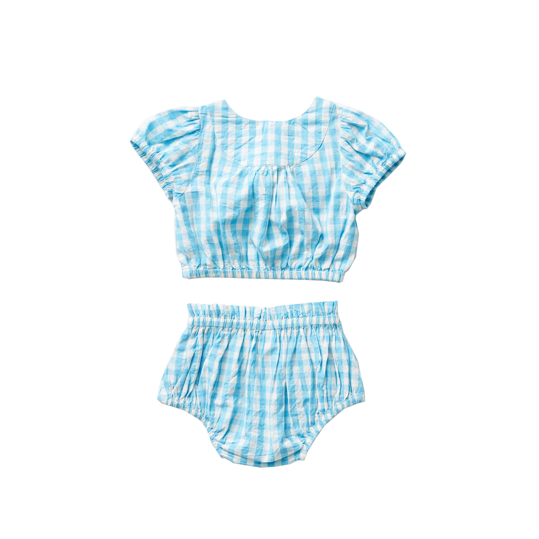 Milky Blue Gingham Lori 2 Piece Set